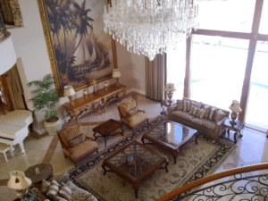 florida inspired opulence and luxurious decor in sitting room