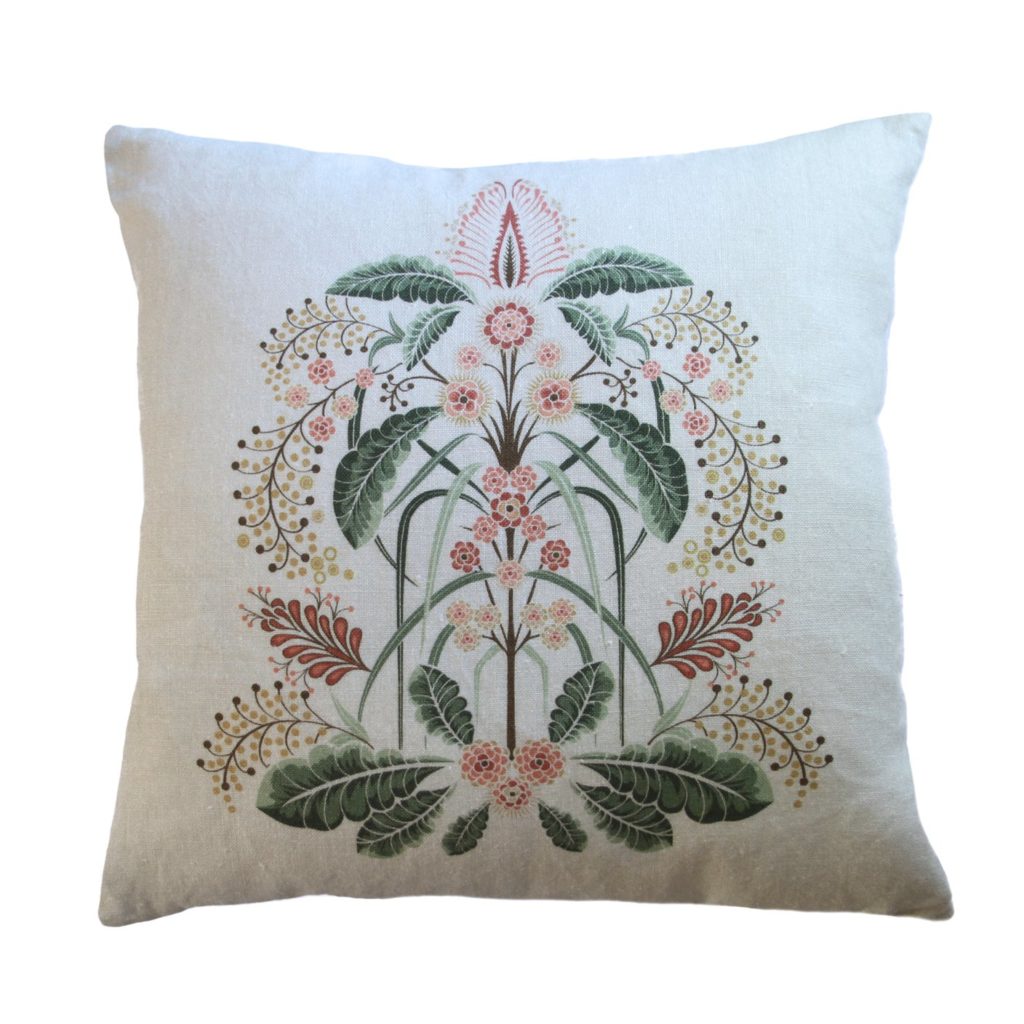 Wattle Delight - A linen cushion cover in silver by House of Heras